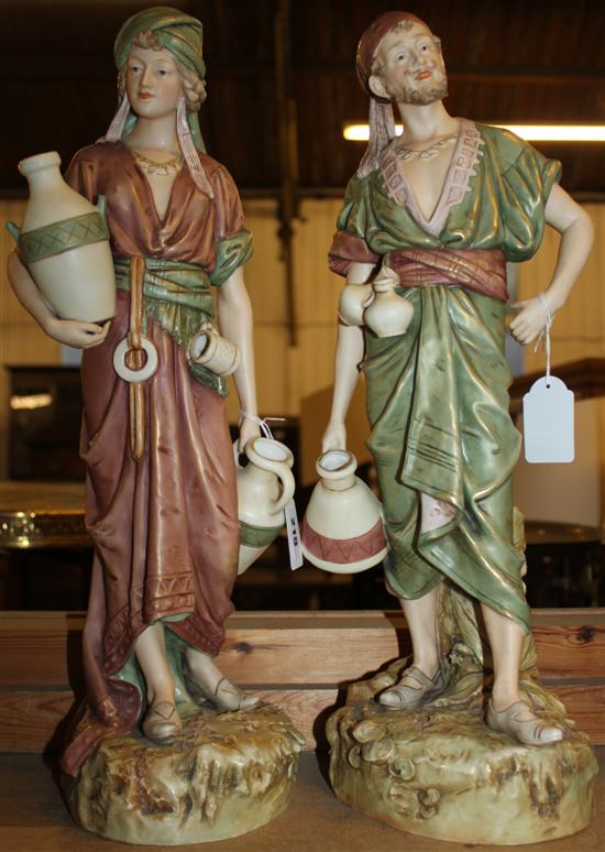 Pair of Royal Dux figures of water carriers